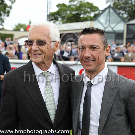 Lester Piggott and Frankie Dettori in the parade ring at the Dubai Duty Free Irish Derby at the Curragh