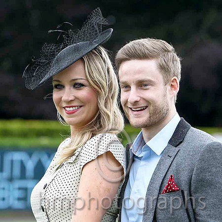 Claudine Quinn from Newry - winner of the Best Dressed Competition at Down Royal and boyfriend Paul Cooney - FT8E5893-e