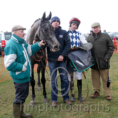 01st Fagan ( 1 )  Derek O'Connor - Trainer: I R Ferguson - navy and white diamonds