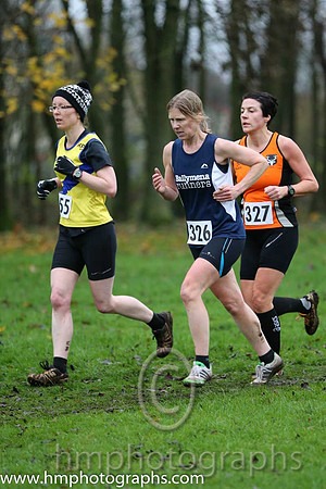 81 Sarah Benton (355 ) North Down 22:26 , 80 Susanna Allan (326 ) Ballymena Runners 22:19 and 78 Emma McWilliamson (327 ) Orangegrove AC 22:16