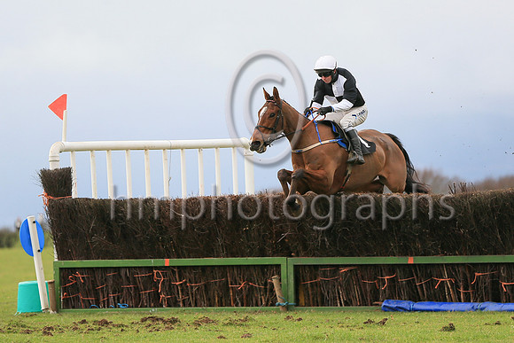 01st Gorthill (4, Black and White Qtrd) ridden by Noel McParlan, trained by Caroline McCaldin and owned by W W Dennison winners of the F S Herron Winners of Three at the East Down Point to Point Races