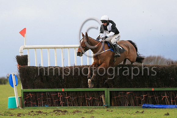 01st Gorthill (4, Black and White Qtrd) ridden by Noel McParlan, trained by Caroline McCaldin and owned by W W Dennison winners of the F S Herron Winners of Three at the East Down Point to Point Races