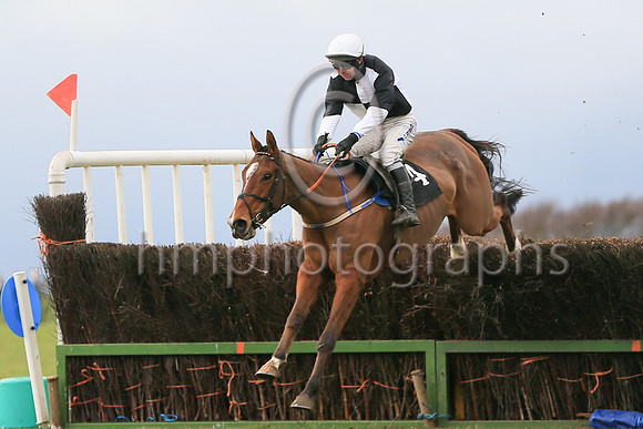 01st Gorthill (4, Black and White Qtrd) ridden by Noel McParlan, trained by Caroline McCaldin and owned by W W Dennison winners of the F S Herron Winners of Three at the East Down Point to Point Races