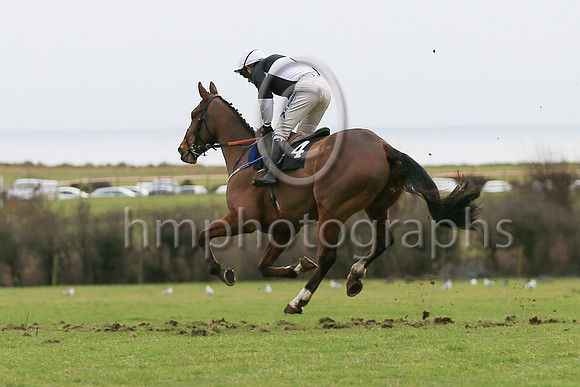 01st Gorthill (4, Black and White Qtrd) ridden by Noel McParlan, trained by Caroline McCaldin and owned by W W Dennison winners of the F S Herron Winners of Three at the East Down Point to Point Races