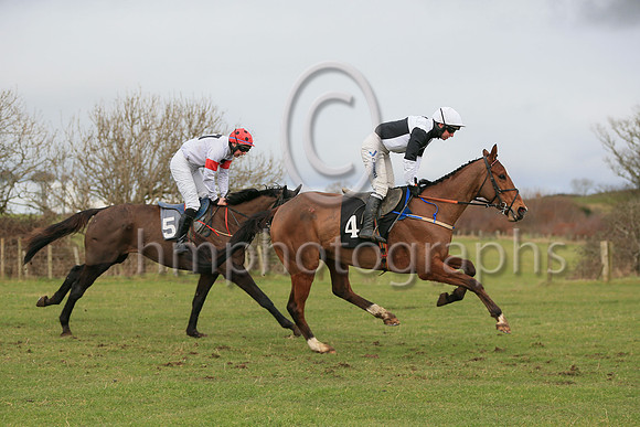01st Gorthill (4, Black and White Qtrd) ridden by Noel McParlan, trained by Caroline McCaldin and owned by W W Dennison winners of the F S Herron Winners of Three at the East Down Point to Point Races