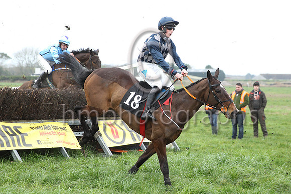 Time Was ( 18 , dark blue and grey diamonds ) ridden by A Harvey, trained by B R Hamilton and owned by J F C Maxwell winners of the ITBA Maiden Race for 5  6 year old mares at the North Down Point to
