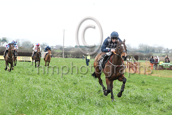 Time Was ( 18 , dark blue and grey diamonds ) ridden by A Harvey, trained by B R Hamilton and owned by J F C Maxwell winners of the ITBA Maiden Race for 5  6 year old mares at the North Down Point to