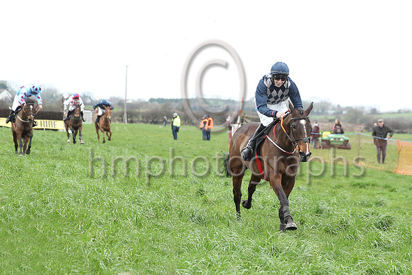 Time Was ( 18 , dark blue and grey diamonds ) ridden by A Harvey, trained by B R Hamilton and owned by J F C Maxwell winners of the ITBA Maiden Race for 5  6 year old mares at the North Down Point to