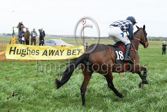 Time Was ( 18 , dark blue and grey diamonds ) ridden by A Harvey, trained by B R Hamilton and owned by J F C Maxwell winners of the ITBA Maiden Race for 5  6 year old mares at the North Down Point to