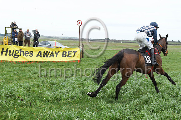 Time Was ( 18 , dark blue and grey diamonds ) ridden by A Harvey, trained by B R Hamilton and owned by J F C Maxwell winners of the ITBA Maiden Race for 5  6 year old mares at the North Down Point to