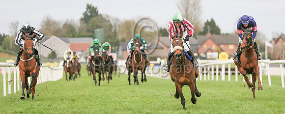 01st Me Too Please and Mr N McParlan3 ( 6 , maroon  and white stripes ) Trainer - A L T Moore , Owner - Mrs A L T Moore