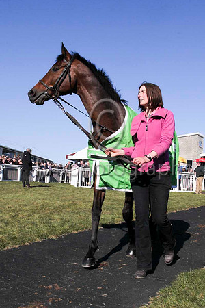 Hurricane Fly led by Gail Carlisle at Downpatrick Racecourse - CU2D6920-4