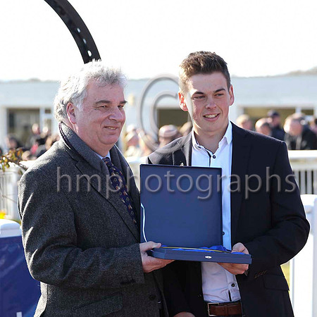 Hurricane Fly Presentation - Peter G Stewart Chairman of Downpatrick Race Club &  Peter Creighton grandson of the the owner  - CU2D6931-11