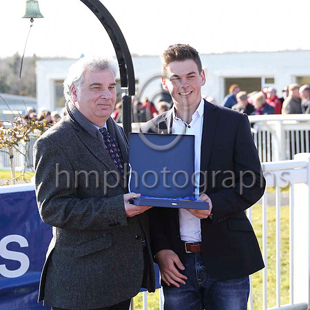 Hurricane Fly Presentation - Peter G Stewart Chairman of Downpatrick Race Club & Peter Creighton grandson of the the owner  - CU2D6933-12