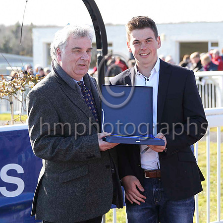 Hurricane Fly Presentation - Peter G Stewart Chairman of Downpatrick Race Club & Peter Creighton grandson of the the owner  - CU2D6934-13