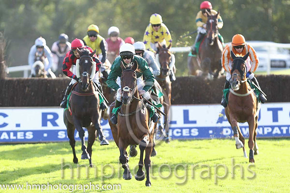 07th Tomcoole Lad ( 10 , dark green , royal blue diamond ) and B.R. Dalton (3) - Trainer : L. Byrne - Owner : Donal Doyle
