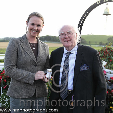 Ruth Black present Tommy Carson with a Diamond Ring which he won in a draw at Downpatrick