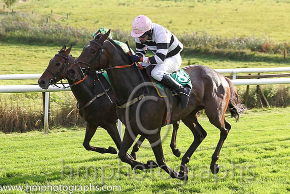 09th PU Zagnzig ( 8 , black  white hoops ) and N. Gault (7) - Trainer : W J Bryson - Owner : John Bryson