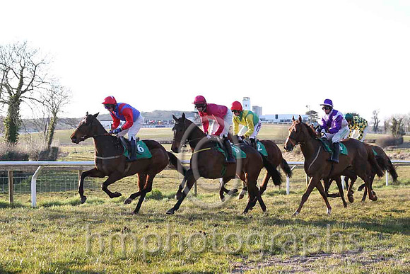 02 Cordella Belle & Mr N McParlan - 2nd (6, royal blue, red epaulettes ) & 01 Bally Longford & Mr P W Mullins - winner (2, emerald green, yellow chevron & sleeves, red cap)- CU2D7069-7