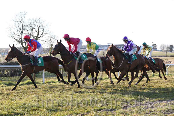 02 Cordella Belle & Mr N McParlan - 2nd (6, royal blue, red epaulettes ) & 01 Bally Longford & Mr P W Mullins - winner (2, emerald green, yellow chevron & sleeves, red cap) - CU2D7071-9