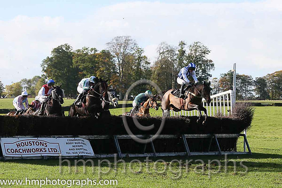 02nd Butney Island and N McParlan ( 7 , BLUE  WHITE STRIPES; white, plain sleeves; blue  white striped cap ) Trainer: C.A. McBratney,, Owner : Mrs. Rose Boyd
