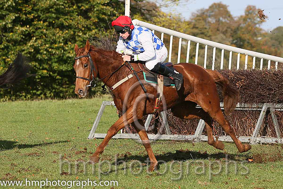 Catch My Drift and J J Codd ( 4 , ROYAL BLUE  WHITE CHECK; white sleeves; red cap ) Trainer: J.A. Berry,, Owner : J.A. Berry