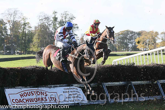 01st Marito (Ger) and N Mcparlan ( 8 , WHITE  RED QTD; white,black hooped sleeves; royal blue cap ) Trainer: C.A. McBratney,, Owner : James Marley  Samuel Downey