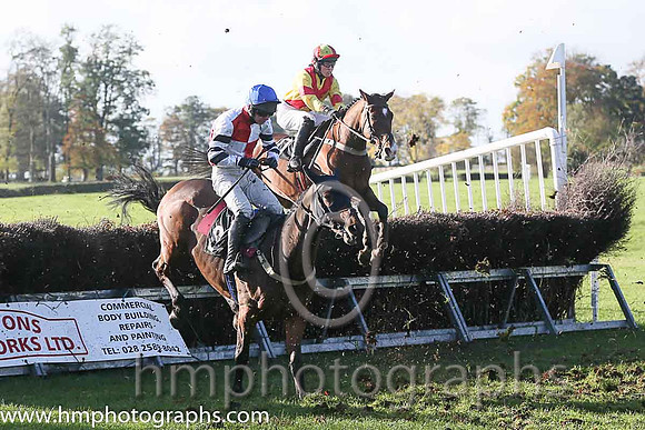 01st Marito (Ger) and N Mcparlan ( 8 , WHITE  RED QTD; white,black hooped sleeves; royal blue cap ) Trainer: C.A. McBratney,, Owner : James Marley  Samuel Downey