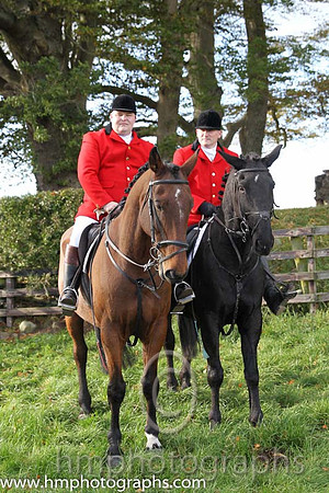 Huntsmen Robbie Hodge and Robert Gault at East Antrim Hunt Point to Point at Loughanmore