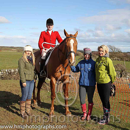 Emma Bissenden, Declan Feeney - Huntsman , Seainin Mahon and Natasha Lavery at the east Down Point to Point steeplechases at Tyrella