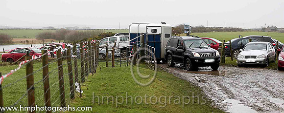 Cars waiting at entrance of Tyrella P2P for road to be cleared