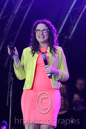 Andrea Begley winner of The Voice 2013 entertaining the crowd at the WPFG Games opening ceremony in Belfast - CU2D9633-189