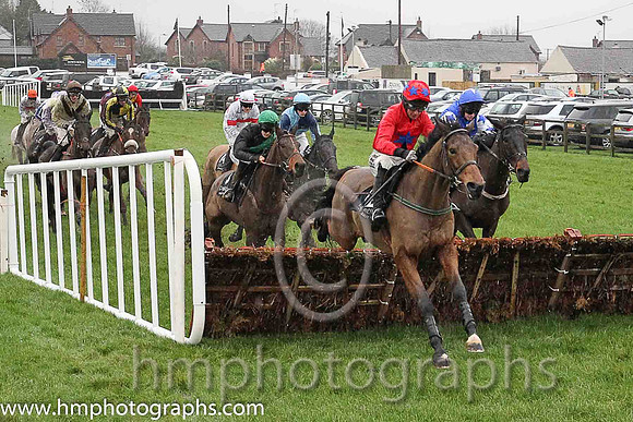 01st Westend Star ( 13 , dark blue and yellow qtrd ) and J.W. Kennedy (5) - Trainer : Gordon Elliott - Owner : Paul  Clare Rooney Partnership