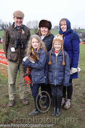 Johnny Vance, Claire Watson and Clare Vance with Cloe and Arabella Vance and Pixie at Tynan and Armagh Hunt Point to Point