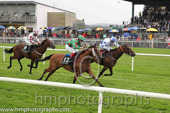 01st Scenic Star ( 6 , royal blue  white qtrd ) and G.J. Phillips - Trainer : Gavin Cromwell - Owner : Eugene A. Bourke