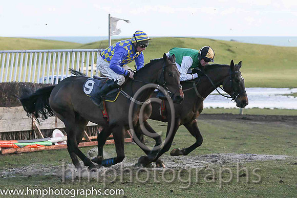 ANOTHER CHARMER and J J Codd ( 9 , ROYAL BLUE  YELLOW CHECK; royal blue sleeves; yellow  royal blue hooped cap ) Trainer: Thomas Coyle,, Owner : Syndicate Urban  Rural Boys