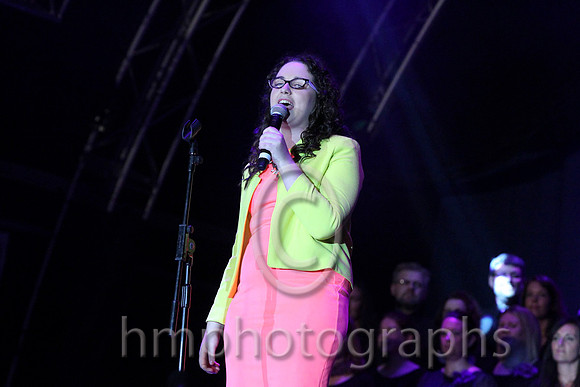 Andrea Begley winner of The Voice 2013 entertaining the crowd at the WPFG Games opening ceremony in Belfast - CU2D9616-179