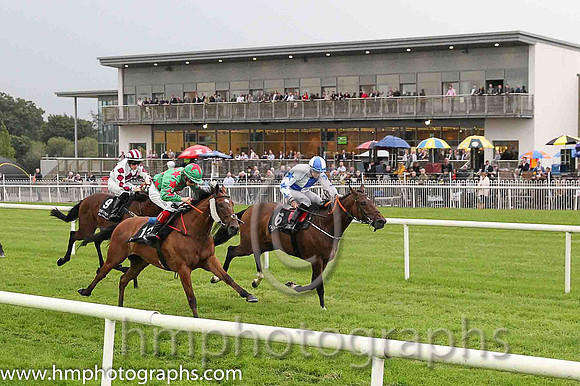 01st Scenic Star ( 6 , royal blue  white qtrd ) and G.J. Phillips - Trainer : Gavin Cromwell - Owner : Eugene A. Bourke