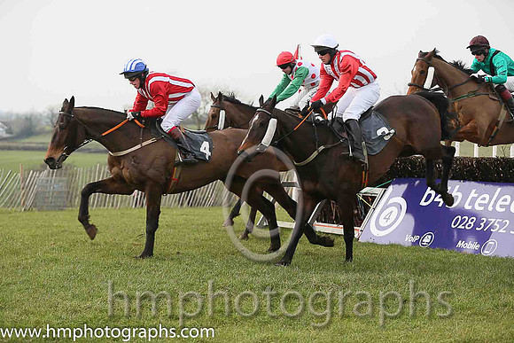 01st ANSEANACHAI CLISTE and M McConville ( 3 , RED  WHITE STRIPES; red, plain sleeves; white cap ) Trainer: Stephen McConville,, Owner : Michael McConville
