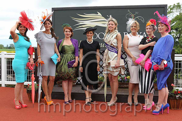 June Burgess of the Fitzwilliam Hotel (in black outfit) with the finalists in the Fitzwilliam Hotel best dressed competition at Down Royal - FT8E6398-24
