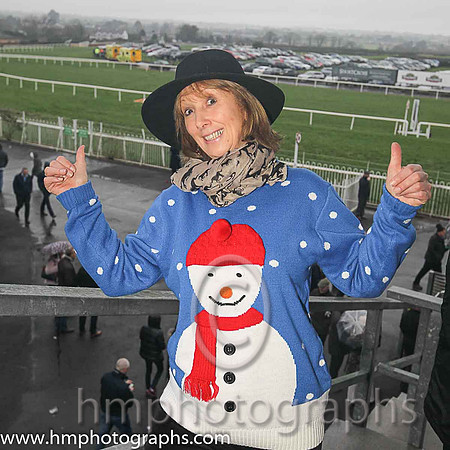 Carol Conley of Coleraine in festive spirit at Down Royal on Boxing Day