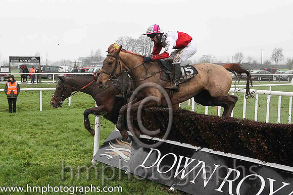 09th Archview Sunshine ( 15 , red and white qtrd ) and N. Gault (7) - Trainer : Mrs Holly McGahan - Owner : Mrs Holly McGahan