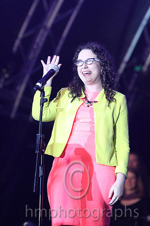 Andrea Begley winner of The Voice 2013 entertaining the crowd at the WPFG Games opening ceremony in Belfast - CU2D9634-190