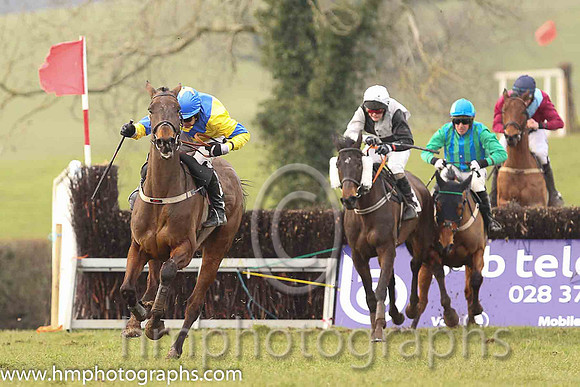 02nd RAVENHILL and M J O'Hare ( 12 , YELLOW,royal blue sash; yellow,royal blue armlet sleeves; royal blue cap,yellow star ) Trainer: George Stewart,, Owner : Stephanie Metcalfe