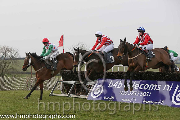 01st ANSEANACHAI CLISTE and M McConville ( 3 , RED  WHITE STRIPES; red, plain sleeves; white cap ) Trainer: Stephen McConville,, Owner : Michael McConville