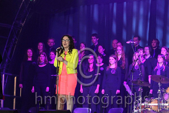Andrea Begley winner of The Voice 2013 entertaining the crowd at the WPFG Games opening ceremony in Belfast - CU2D9580-167