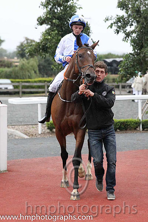 01st Scenic Star ( 6 , royal blue  white qtrd ) and G.J. Phillips - Trainer : Gavin Cromwell - Owner : Eugene A. Bourke