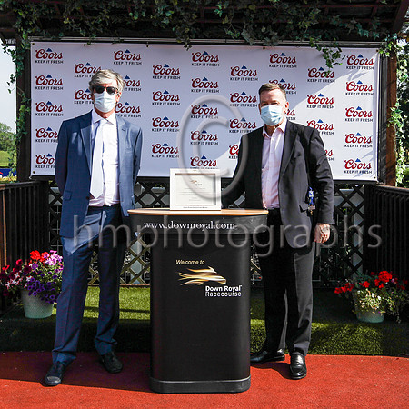 Michael Roden owner of Downpatrick Racecourse (left) with winning owner Richard Behan