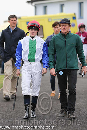 Johnny Murtagh and daughter Caroline on the way to the parade ring at Down Royal.