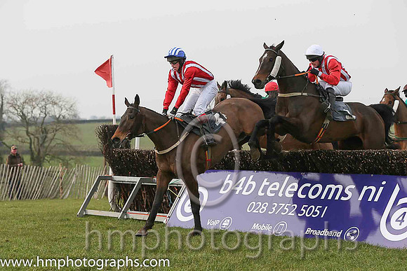 03rd KERRIB CASTLE and D J McConville ( 4 , RED  WHITE STRIPES; red, plain sleeves; blue and white cap ) Trainer: Stephen McConville,, Owner : Michael McConville